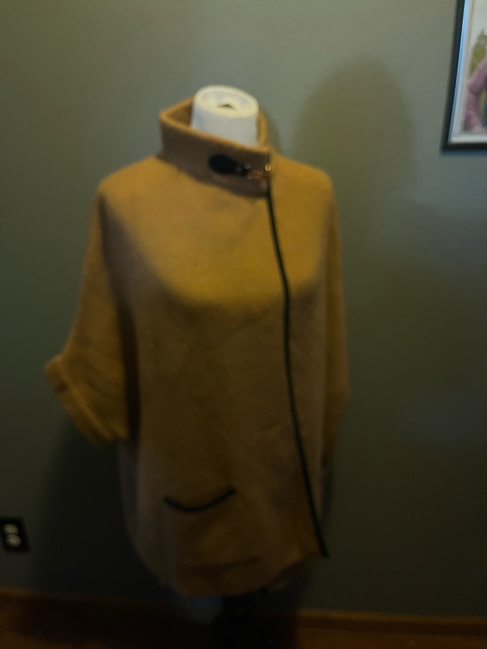 Apt. 9 Camel Funnel Neck Knit Poncho with Asymmetric Zip